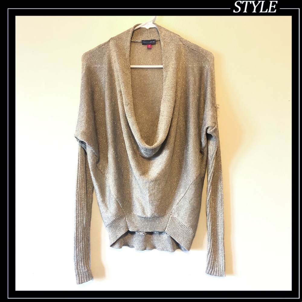 HOLD-Vince Camuto metallic gold sweater